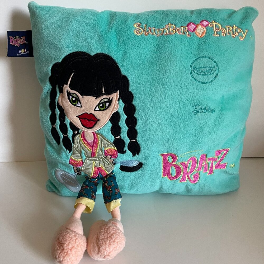 2003 Bratz Slumber Party Pillow Jade Color Aqua Green MGA Plush 12" x 13"